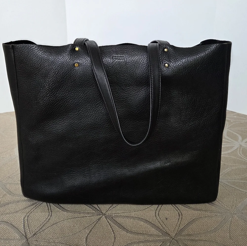 Baggu Oversized Black Leather Tote Bag!